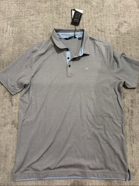 Travis Mathew Gray Polo with Light Blue Trim